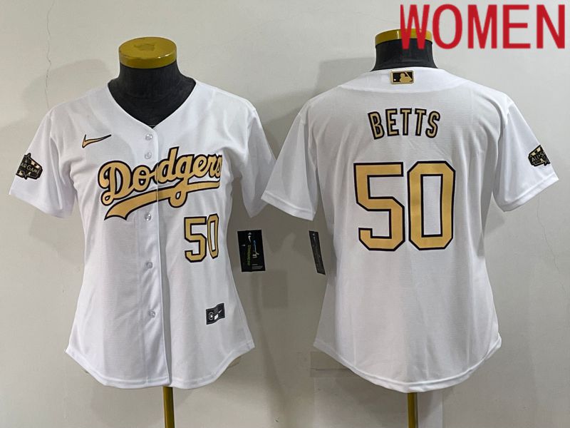 Women Los Angeles Dodgers 50 Betts White 2022 All Star Game Nike MLB Jersey